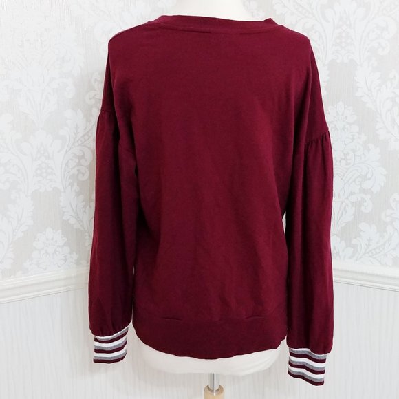 NWT Maison Jules Sporty Striped Cuff Crew Neck Sweatshirt Size Medium - Picture 4 of 5